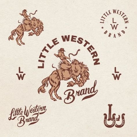 Bucking Bronco Illustration, Western Branding Design, Southwest Branding, Western Logo Design, Think Illustration, Ranch Branding, Western Branding, Wordmark Logo Typography, Rodeo Design