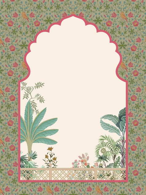 Mughal Illustration Art, Mughal Wallpaper, Aishwarya Wedding, Indian Garden Wedding, Wedding Doodles, Mendhi Decor, Wedding Illustration Card, Garden Wedding Invitation, Wedding Card Design Indian