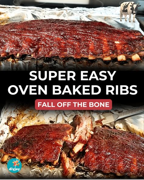 Super Easy Oven-Baked Ribs Slow Oven Baked Ribs, Rib Recipes In Oven, Oven Baked Ribs In Foil, Oven Spare Ribs, Baked Spare Ribs, Easy Pork Ribs, Babyback Ribs In Oven, Oven Roasted Ribs, Easy Rib Recipes