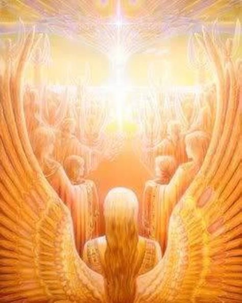 Golden Light Beings...celestial emanations...some with form and others with no human form...some 60' tall...showering blessings on Gaia and her family... Fear Affirmations, Showing Compassion, I Am The Light, Angel Posters, Universal Consciousness, Loving Kindness, I Believe In Angels, Archangel Gabriel, Angelic Realm