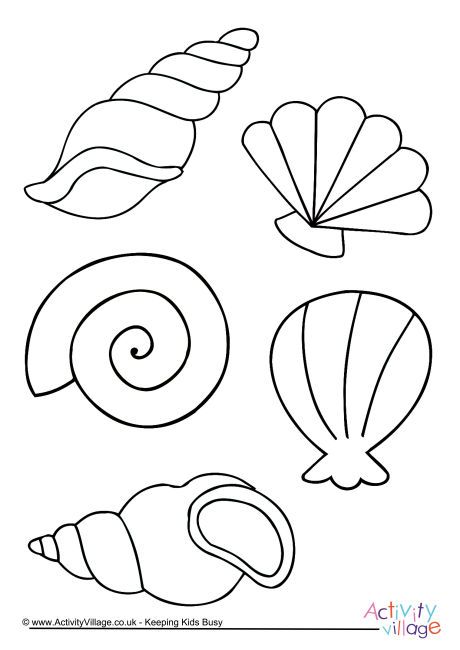 Shell colouring page Shell Coloring Pages, Shell Coloring, Summer Coloring Pages, Sea Crafts, Mermaid Theme Birthday, Ocean Crafts, Pola Sulam, Daycare Crafts, Print Out