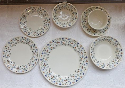 7 Piece Place Setting Syracuse China Old Ivory MAYTIME - SMITH COLLEGE - RARE! | #1824231971 Smith College, Syracuse China, Place Setting, A Pattern, Place Settings, Pattern Making, Decorative Plates, Design Ideas, Stamp