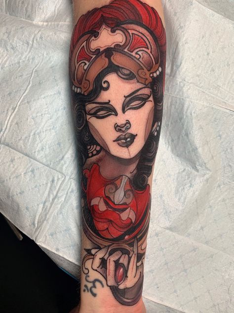 Neo Traditional Gia Rose Tattoo, Rose Portrait Tattoo, Bia Goddess, Explorer Tattoo, Gia Rose, Rose Portrait, Rosé Portrait, Neo Tattoo, Hold Space