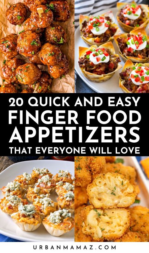 Looking for quick and easy finger food appetizers that everyone will love? Check out this ultimate list of 20 delicious finger food appetizers for your next party. Social Hour Appetizers, Easy Finger Food Party Appetizers, Quick Orderves, Filling Party Appetizers, Appetizer Recipes Dip Party Appetizers, Easy Baked Appetizers, Cheap Appetizer Recipes, Ideas For Finger Foods For Party, Mexican Apps Appetizers Parties