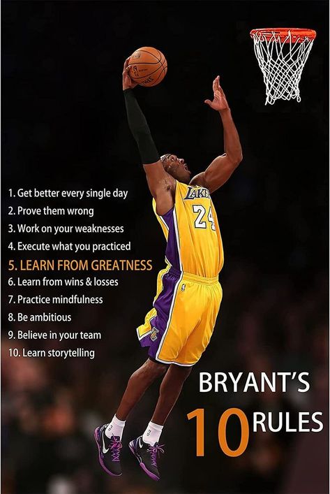 #Advertisement• Kobe Bryant Canvas Wall Art Kobe Bryant Quotes Bryant's Ten Rules Kobe Quotes, Legend Poster, Basketball Quotes Inspirational, Kobe Bryant Quotes, Kobe Bryant Poster, Mamba Mentality, Kobe 10, Kobe Bryant Pictures, Basketball Theme