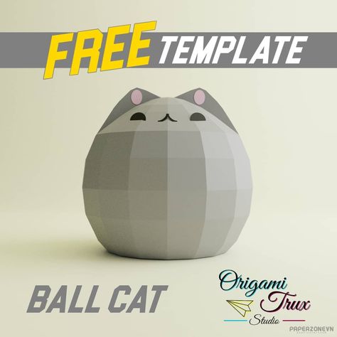 Papercraft Templates Printables, Origami Templates, 3d Templates, Origami Ball, Cats Diy Projects, Papercraft Printable, Papercraft Templates, 3d Svg, Paper Toy