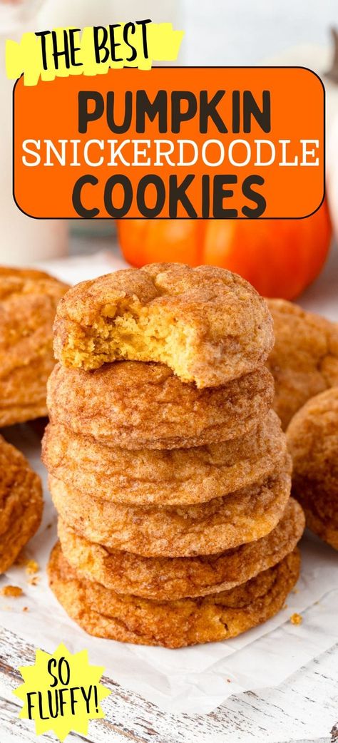 These Pumpkin Snickerdoodle Cookies are irresistibly soft and fluffy! Packed with warm spices and pumpkin flavor, they melt in your mouth with every bite. Perfect for fall baking, these cookies are a delicious twist on a classic favorite. Doodle Cookies, Snickerdoodles Cookies, Pumpkin Snickerdoodle Cookies, Pumpkin Doodle, Snickerdoodles Recipe, Salted Caramel Pretzels, Simple Cookie, Chocolate Chip Shortbread Cookies, Pumpkin Snickerdoodles