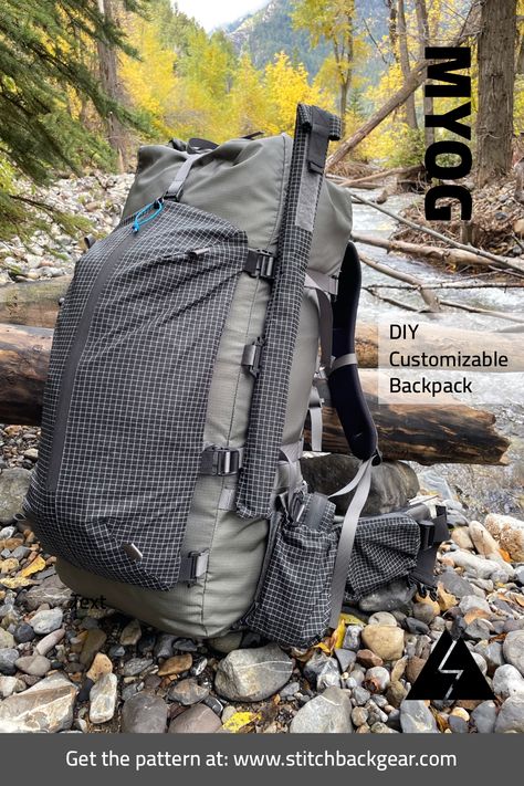 Make your own customizable backpack. The Metamorph backpack can customized for any adventure! #myog #diy #sewing #backpacking #ultralightbackpacking #maker #gridstop Diy Hiking Backpack, Backpack Straps Diy, Making A Backpack, Outdoor Sewing Projects, Diy Camping Gear, Myog Backpack, Homemade Backpack, Make Your Own Backpack, Backpack Hacks