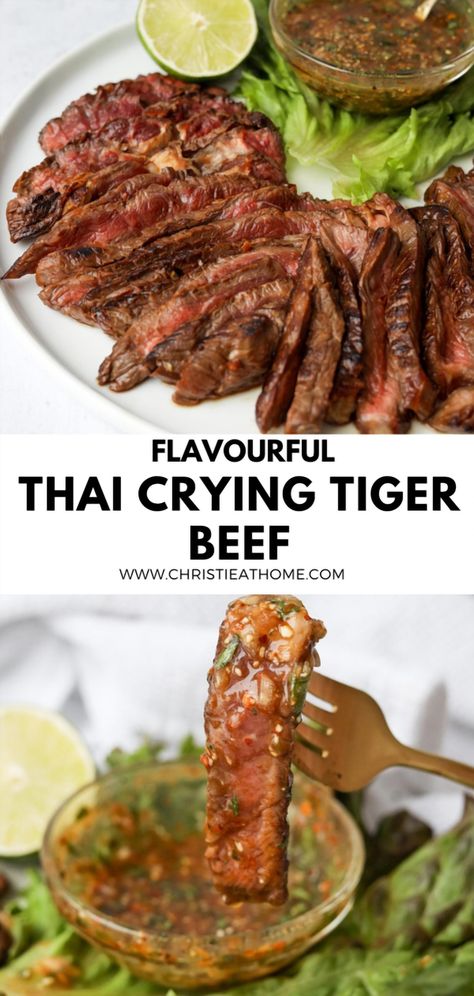 Indulge in the flavors of Crying Tiger Beef, where succulent, marinated steak slices meet a tantalizing Thai dipping sauce. This dish offers a perfect balance of sweet and tangy, delivering a spicy kick that will leave your taste buds craving more. Thai Steak Sauce, Crying Tiger Beef, Thai Dipping Sauce, Asian Steak, Traditional Meals, Thai Beef, Thai Sauce, Asian Beef, Spicy Thai