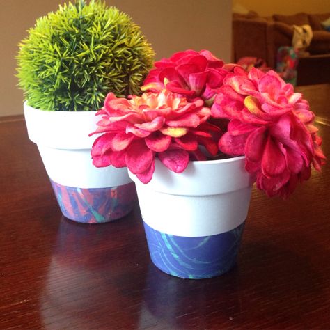 Nail polish dipped flower pots. Dollar tree DIY. Win! Spray paint clay pots then, Drizzle polish in a bowl of water & dip the pot in it! Paint Clay Pots, Dollar Plant, Paint Clay, Dollar Tree Flowers, Painted Clay Pots, Painted Terra Cotta Pots, Diy Flower Pots, Creative Gardening, Year 3