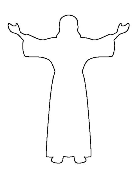 Jesus pattern. Use the printable outline for crafts, creating stencils, scrapbooking, and more. Free PDF template to download and print at http://patternuniverse.com/download/jesus-pattern/ Transfiguration Craft, Transfiguration Of Jesus Craft, Jesus Outline, Doodle Template, Transfiguration Of Jesus, Draw Zentangle, Sunday School Projects, Jesus Crafts, Stencil Outline