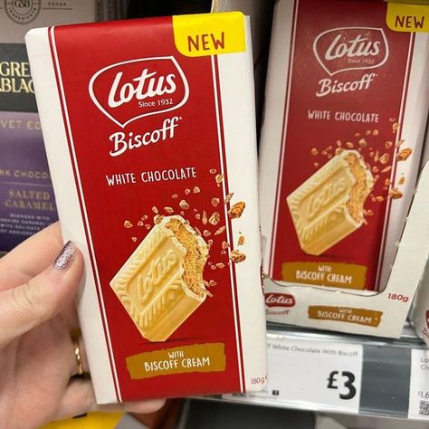 Lotus Biscoff UK on Instagram: "Well... you asked for a white chocolate Lotus Biscoff bar, and we heard you loud and clear 📣 📣 📣 Our brand-new White Chocolate Biscoff Cream bar features our iconic smooth Lotus Biscoff spread encased within a creamy Belgian white chocolate shell and speckled with crunchy Lotus Biscoff biscuit pieces 🍫😮‍💨��It's smooth, it's creamy, it's crunchy and it's available in-store and online at @morrisons right now 🤩🤩🤩 [@uknewestfoods]" Biscoff Cream, Biscoff Chocolate, White Chocolate Ice Cream, Lotus Biscoff Spread, Biscoff Biscuits, Biscoff Spread, White Chocolate Bar, Lotus Biscoff, Loud And Clear