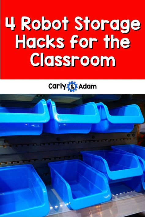 While some storage solutions can get expensive, we know that most STEM teachers don’t have a large budget. There are a lot of inexpensive items that can help to provide some organization when it comes to your robotics materials. Robotics Organization, Lab Organization, Dash Robot, Steam Classroom, Steam Lab, Stem Classes, Stem Lab, Teaching Stem, Stem Teacher