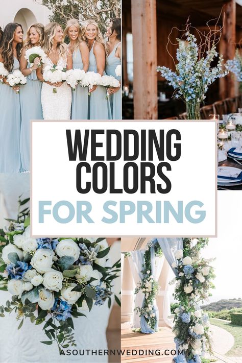 April Wedding Theme Ideas, April Wedding Colors Blue, Wedding Color Schemes For May, Windsor Blue Wedding, Spring Dusty Blue Wedding, Summer Wedding Pastel Colors, Florida Spring Wedding, Periwinkle Blue Wedding Theme, Spring Wedding Diy Decorations