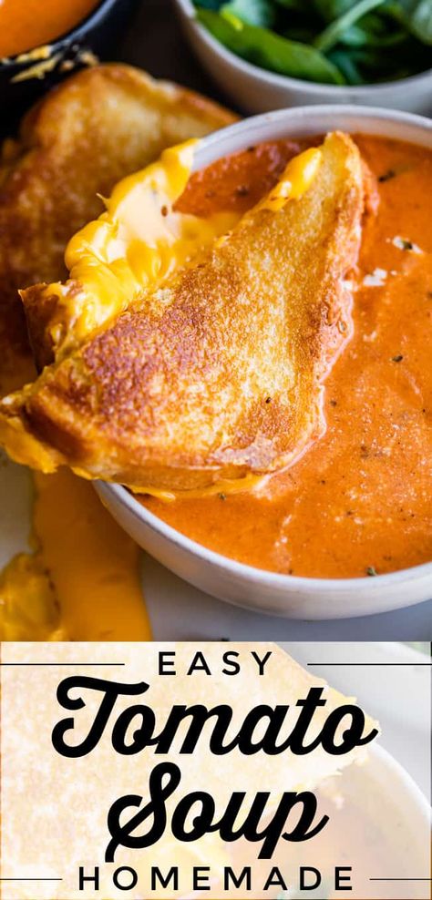 Essen, Easy Homemade Tomato Soup, Quick Tomato Soup, Tomato Soup Easy, The Food Charlatan, Canned Tomato Soup, Homemade Soup Recipe, Canned Tomatoes, Grilled Cheese Sandwiches