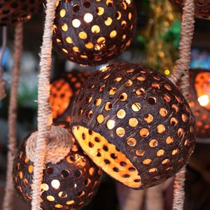 eLivingToday.com's Favorite DIY Lamps and Lighting Projects Coconut Lamp, Coconut Decoration, Diy Lamps, Coconut Shell Crafts, Diy Coconut, Shell Lamp, Coconut Shells, Shells Diy, Deco Nature