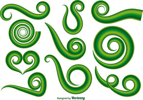 Download Vector Set Of Green Maori Koru Curl Ornaments Vector Art. Choose from over a million free vectors, clipart graphics, vector art images, design templates, and illustrations created by artists worldwide! Koru Tattoo, Koru Art, Maori Symbols, Maori Koru, Maori Patterns, Nz Art, Vector Art Design, Maori Art, Maori Tattoo