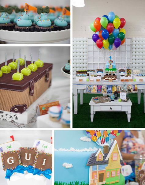 Up Birthday Party with Lots of Ideas via Kara's Party Ideas |  FREE House template link Up Birthday Party, Idea Cake, Kids Painting Party, Disney Up, Up Theme, Birthday Party Planning, Disney Birthday, Walking Cane, Disney Party