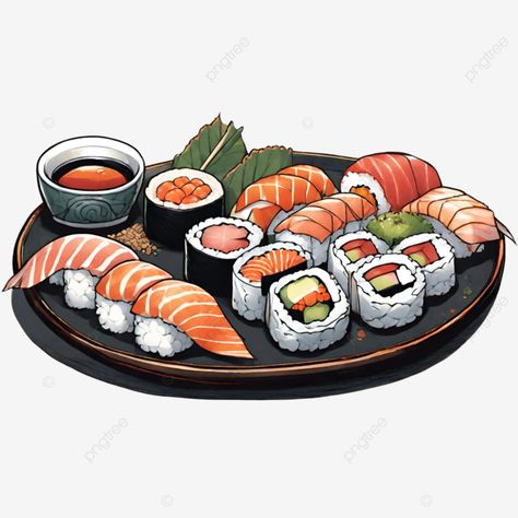 cartoon sushi cartoon sushi sushi platters sushi illustration png Sushi Art Illustration, Sushi Images, Sushi Png, Sushi Clipart, Delicious Food Ideas, Cartoon Sushi, Sushi Illustration, Japanese Core, Sushi Drawing