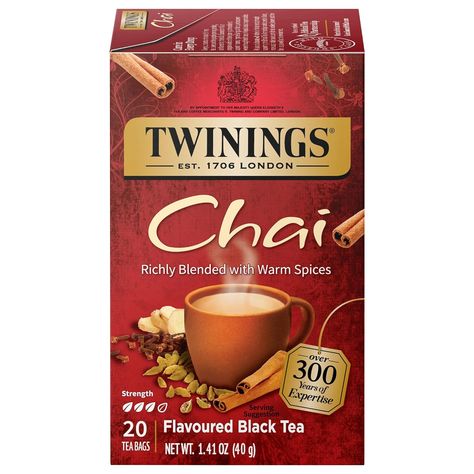 Typical price: $23.99 Details Deal Price: $17.99 ($2.13$2.13 / Ounce) You Save: $6.00 (25%) , Savoury Spices, Caffeinated, 20 Count (Pack of 6) Chai Tea Bags, Chai Tea Recipe, Twinings Tea, Easy Teas, Black Tea Blends, Black Tea Bags, Tea Varieties, Cinnamon Coffee, Tea Sampler