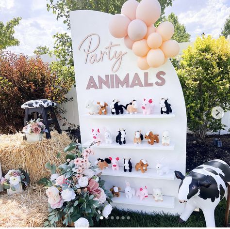 Modern Bounce House, Barn Birthday Party, Girls Farm Birthday, Barnyard Bash, Rodeo Birthday Parties, Cow Birthday Parties, Animal Party Favors, Barnyard Birthday Party, My Papa