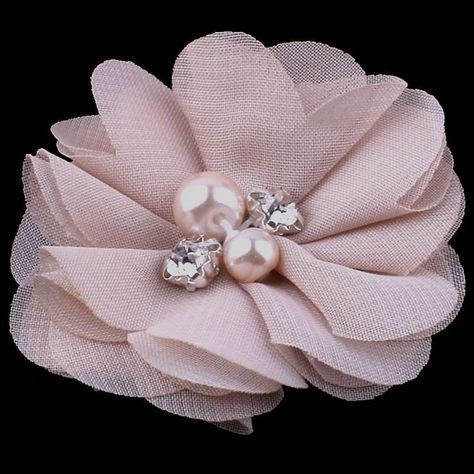 PRICES MAY VARY. Material of the chiffon ribbon flowers: Wrinkle chiffon fabric, rhinestones and imitation pearls 1 pack includes 20 pieces artificial flowers in same color and there are 6 different colors to choose: black, red, khaki, cream white, light pink and light purple. Diameter of these vintage fabric flowers: About 5cm and sufficient for your handcrafts with vibrant and vivid color. The widely used chiffon artificial flowers are great for wedding, bouquets making, home decoration, furni Bridesmaid Hair Flowers, Embellishments Diy, Flower Hair Accessories Wedding, Diy Headbands, Pola Manik, Material Flowers, Floral Hair Pins, Embellishment Diy, Motifs Perler