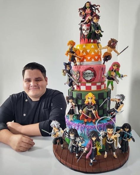 Demon Slayer Cake, Anime Cake, Demon King Anime, Anime Crafts, Cute Birthday Cakes, Dragon Slayer, Anime Inspired, Funny Anime Pics, Slayer Anime