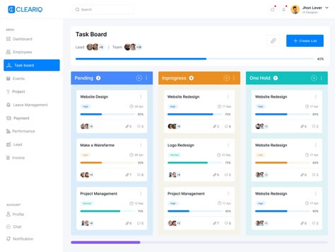 Task Management Dashboard UI UX Design (6) | Images :: Behance Task Management Ui, Task Management Dashboard, Business Dashboard, Project Dashboard, App Ideas, Dashboard Ui, Task List, Task Management, Dashboard Design