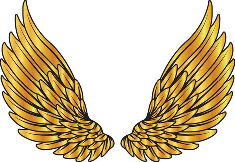 Vector illustration of golden wings. Suitable for sticker, poster, etc Wing Clipart, Wings Clipart, Wings Sticker, Wings Png, Golden Wings, Summer Wedding Invitations, Sticker Poster, Dragon Ball Wallpapers, Golden Color