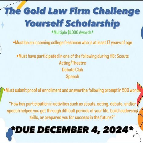 #Repost @thescholarshipgirl ・・・ New scholarship available!!!🧡📚🎓Link will be in my bio!! - - - - - - - - - - - - - - - - - - - - - - - #scholarship #scholarships #scholarshipsavailable #scholarshipsforstudents #scholarships2023 #money #debtfree #viral #feed #explorepage #explore #undergraduatescholarship #scholarshipopportunities #hbcu #hbcuscholarship #hbcuscholarships #undergraduatescholarships #secured #campuslife #ambassador #undergraduate #ambition Leadership, Debate Club, Undergraduate Scholarships, Freshman College, Leadership Skills, Law Firm, Undergraduate, Acting, Money