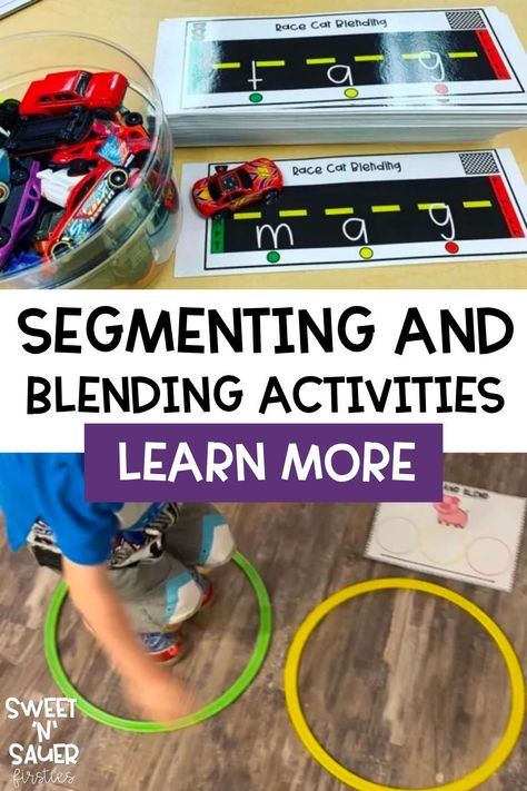 Have you found your 1st grade classroom struggling with CVC words even when you feel like you’ve tried everything to help them with blending and segmenting? You won’t want to miss this blog post that includes 5 easy and engaging activities to practice CVC words. Some of these CVC activities include pop it blending, race car blending and even blending with hula hoops. Use all of these blending and segmenting activities to help your students with their reading skills while still having fun. Cvc Word Blending Activities, Blending Consonants Activities, Phonemic Segmentation Activities, Word Blending Activities First Grade, Blend Phonics Activities, Cvc Spelling Activities, Cvc Activities For Kindergarten, Blending Cvc Words Games, Blending Sounds Activities 1st Grades