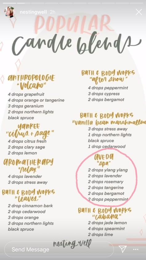 Popular Candle, Aveda Spa, Diffuser Blends Young Living, Candle Blends, Candle Scents Recipes, Popular Candles, Soya Mumu, Essential Oil Diffuser Blends Recipes, Young Living Essential Oils Recipes