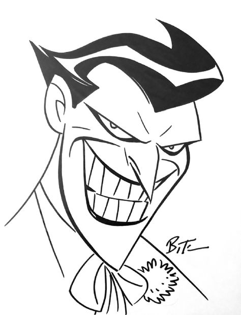 Bruce Timm Harley Quinn, Joker Face Drawing, Joker Drawing Easy, Joker Sketch, Joker Drawing, Joker Cartoon, Guerriero Samurai, Joker Drawings, Batman Drawing