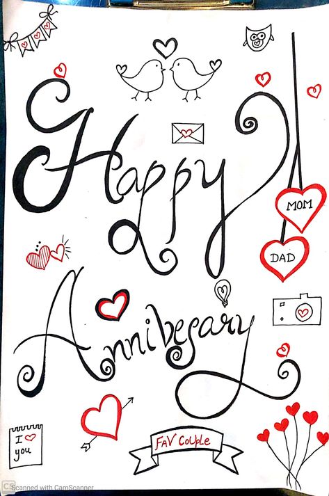 Marriage anniversary doodle for mom dad Happy Anniversary Drawing Ideas, Anniversary Card For Parents Handmade, Marriage Anniversary Cards Handmade, Anniversary Gift Ideas For Mom And Dad, Anniversary Doodle Art, Happy Anniversary Drawings, Mom Dad Anniversary Gift Ideas, Anniversary Drawings For Parents, Anniversary Drawings For Him