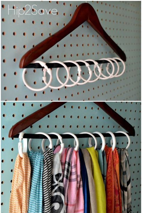 Small Closet Organization Bedroom, Master Closet Organization, Smart Closet, Closet Small Bedroom, Organizar Closet, Scarf Storage, Diy Shower Curtain, Diy Rangement, Scarf Organization