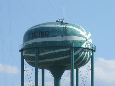 1. Luling Luling Texas, Watermelon Water, Texas Towns, In The Summertime, Water Tower, Lone Star, Summer Activities, Small Towns, Summer Time