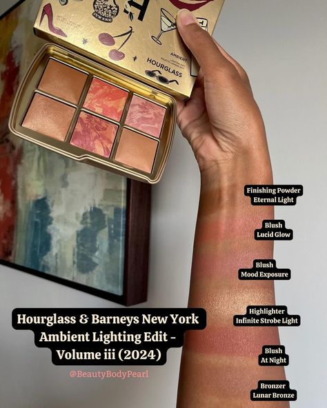 Let’s compare my entire Hourglass palette collection against the new 2024 palettes - Part Two (remember to save this post!) Hourglass & Barneys New York Ambient Lighting Edit - Volume 3 (2024) Finishing Powder Eternal Light Blush Lucid Glow Blush Mood Exposure Highlighter Infinite Strobe Light Blush At Night Bronzer Lunar Bronze Hourglass Ambient Lighting Edit Unlocked - Lotus Flower (2024) Highlighter Gilded Strobe Light Blush Desert Flush Finishing Powder Eternal Light Highlig... Hourglass Palette, Eternal Light, Hourglass Ambient, Strobe Light, Finishing Powder, Strobe Lights, Barneys New York, Strobing, Ambient Lighting