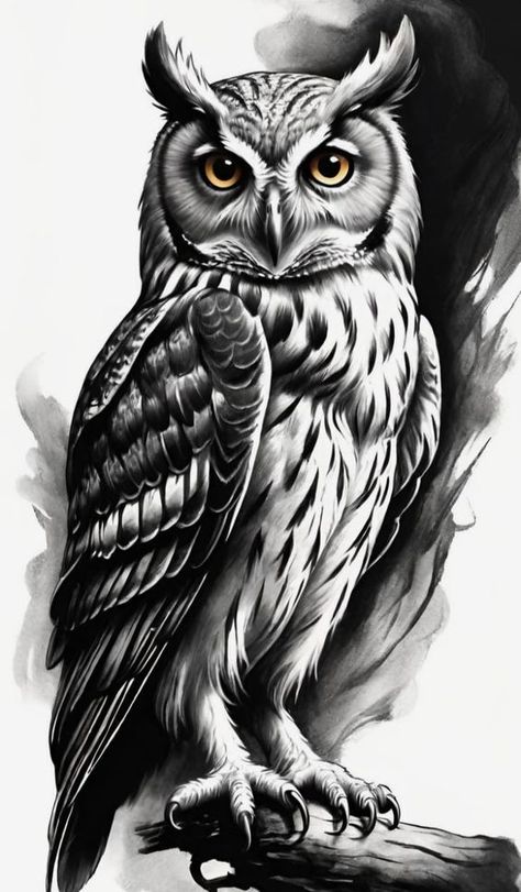 Owl Tatoos, 1975 Tattoo, Realistic Owl Tattoo, Tattoo Owl, Owl Tattoo Drawings, Cute Owl Tattoo, Wildlife Tattoo, Tattoo Linework, Tattoo Style Art