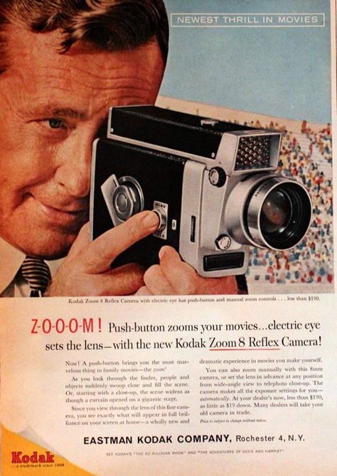 Kodak Zoom 8 Reflex Video Camera Ad Super 8 1960 Eastman | Etsy Vintage Video Camera, Super 8 Camera, Instant Print Camera, Holiday Magazine, Reflex Camera, Duluth Minnesota, Photography Advertising, Old Cameras, Film Photography 35mm