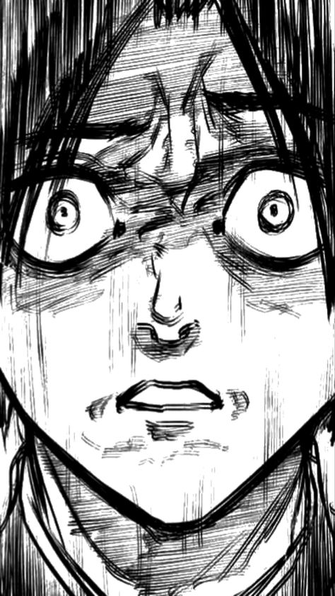 Crazy Anime Face Reference, Eye Drawing Reflection, Terrified Face Drawing, Manga Screaming Face, Drawing Scary Faces, Traumatized Face Expression Anime, Surprised Expression Drawing Reference, Terrified Face Expression Drawing, Frustrated Face Reference