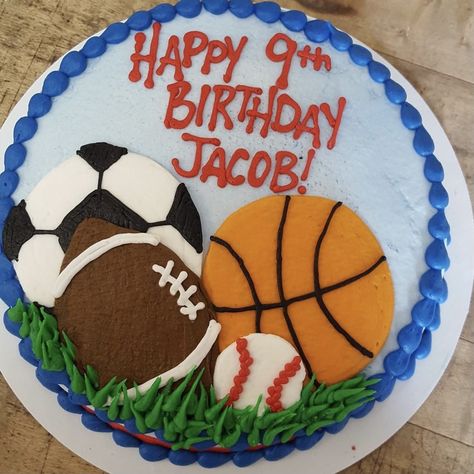 Sports Bday Cake, Sports Themed Birthday Cakes For Boys, Sports Cookie Cake, All Star Birthday Cake, Sports Party Cake, Sport Cakes For Boys, Sports Theme Birthday Cake, Sports Cakes For Boys Birthdays, Sports Cake Ideas