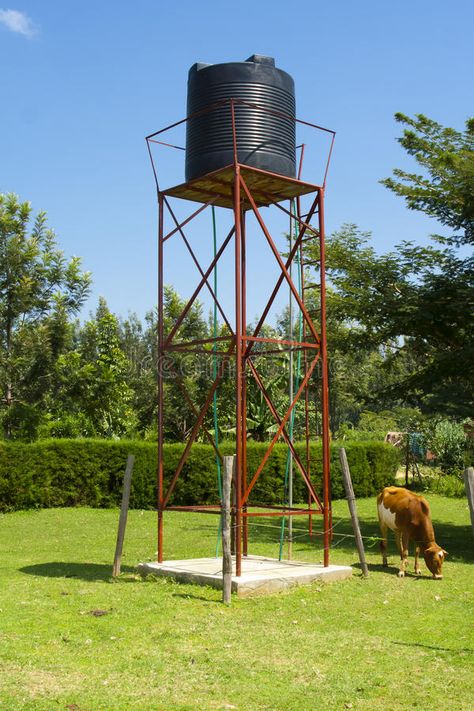 Water tank. Plastic water tank kept on metallic platform at a farm , #sponsored, #Plastic, #tank, #Water, #water, #farm #ad Water Tower Design, Water Tank Stand Design, Water Tank Stand, Water Tank Design, Water Collection System, Steel Water Tanks, House Main Gates Design, Tank Stand, Diy Tank