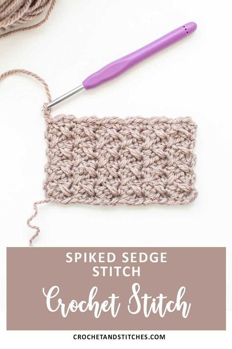 A sand color swatch of the spiked sedge stitch Sedge Stitch Crochet, Crochet Stitches List, Sedge Stitch, Spike Stitch, Fingerless Gloves Knitted Pattern, The Spike, Crochet Stitches For Blankets, Crochet Stitches Free, Basic Stitches