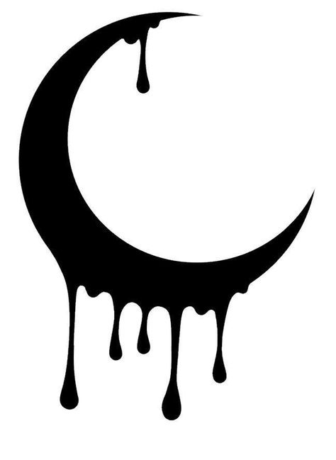 Dripping Moon Tattoo, Crescent Moon Drawing Simple, Art Tips Ibis Paint, Digital Art Tips Ibis Paint, Simple Moon Design, Cool Silhouette Art, Line Art Moon, Gothic Silhouette, Dripping Moon