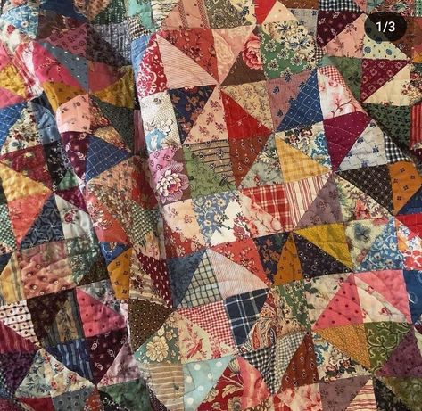 Broken Dishes Quilt, Crumb Quilt, Half Square Triangle Quilts, Scrap Quilt Patterns, Easy Quilt Patterns, Penny Rugs, Pattern Pictures, Triangle Quilt, Quilt Block Pattern