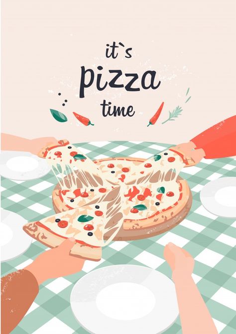 Pizza Illustration Art, Illustration With Text, Pizza Illustration Drawings, Me Time Illustration, Pizza Illustration Design, Pizza Art Illustration, Pizza Illustration, Pizza Wallpaper, Time Vector