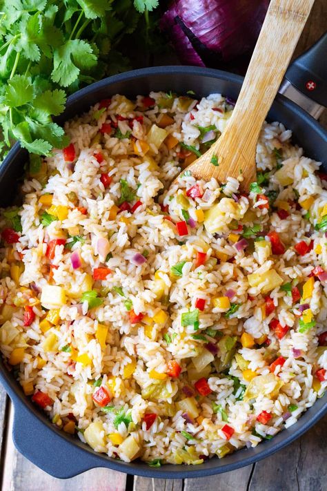 Dishes For Dinner Party, Confetti Rice Recipe, Confetti Rice, Caribbean Rice, Dishes For Dinner, Coconut Rice Recipe, Carribean Food, Potluck Dishes, Island Food