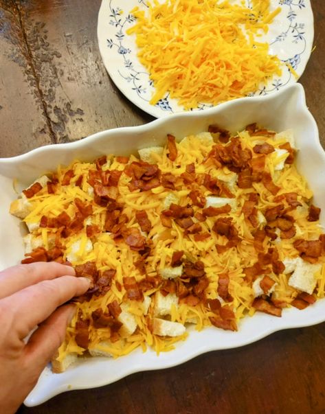 Make Ahead Bacon, Egg and Cheese Breakfast Casserole - an Overnight Recipe Bacon Egg Casserole Recipes, Egg And Bacon Casserole, Bacon Egg Cheese Casserole No Potatoes, Egg Bacon Cheese Casserole, Bacon Egg Cheese Casserole, Bacon Egg Cheese Biscuit Casserole, Breakfast Casserole Bacon Egg Cheese, Bacon Egg And Cheese Croissant Casserole, Make Ahead Bacon