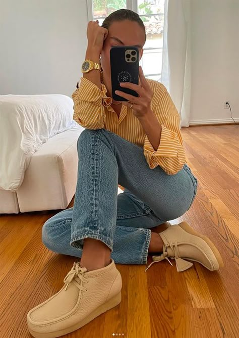 Outfit With Clarks, Clarks Shoes Outfit, Clark Wallabees Outfit Women's, Clarks Wallabees Outfit Women's, Clark Wallabees Outfit, Clarks Wallabees Women's, Wallabees Outfit Womens, Basketball Mom Outfit, Clarks Outfit