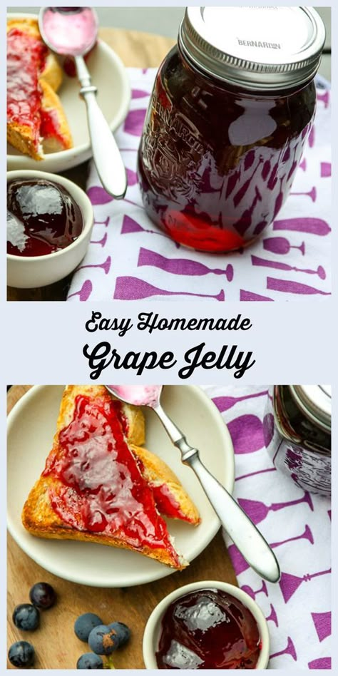 Grape Jelly Recipe Homemade, Homemade Jelly Recipe, Grape Jelly Recipe, Jelly Homemade, Grape Jam Recipe, Canning Jelly, Homemade Grape Jelly, English Recipes, Grape Jam